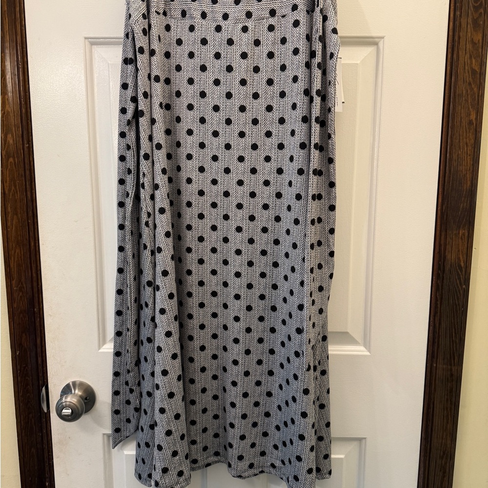 NY Collection Black Polka Dot A-Line Skirt